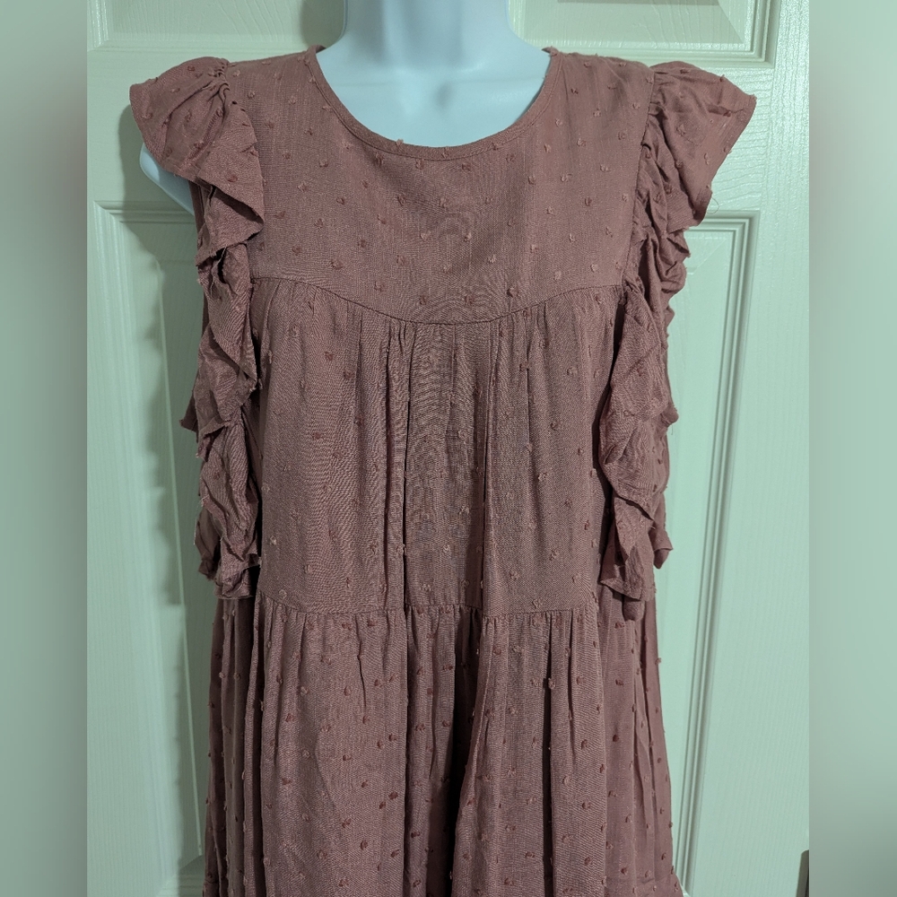 Ruffled Sleeveless Dress in Dusty Pink - Picture 2 of 9